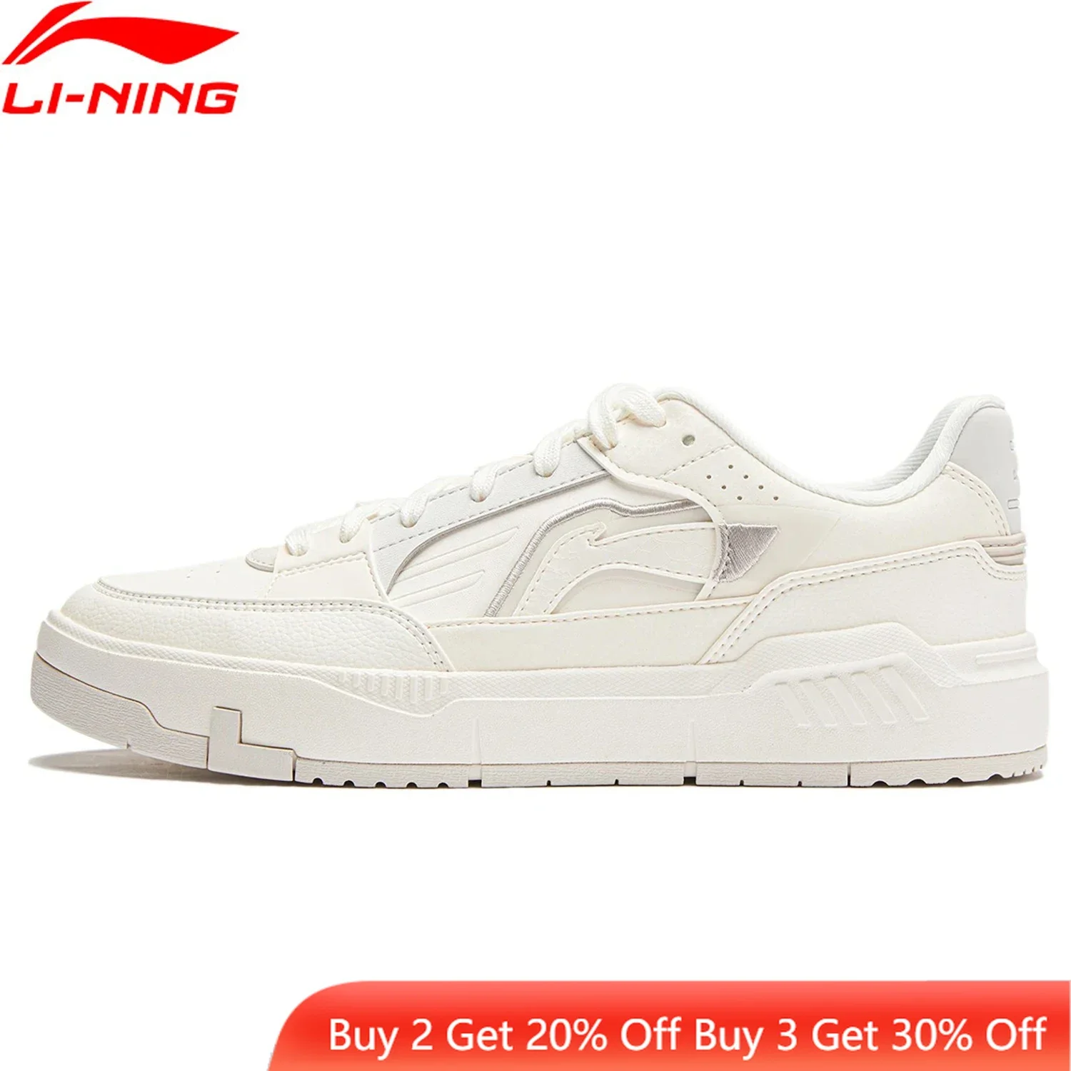 Li-Ning Men COMMON 80S Lifestyle Shoes DUAL CUSHION Wearable Sport Shoes Classic Leisure Comfortable White Sneakers AGCU055