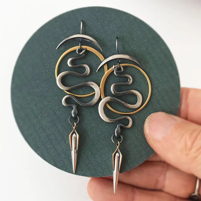 New Women Snake Earrings Vintage Ethnic Antique Drop Dangle Earrings Party Personalized Custom Jewelry Accessory Animal Shape