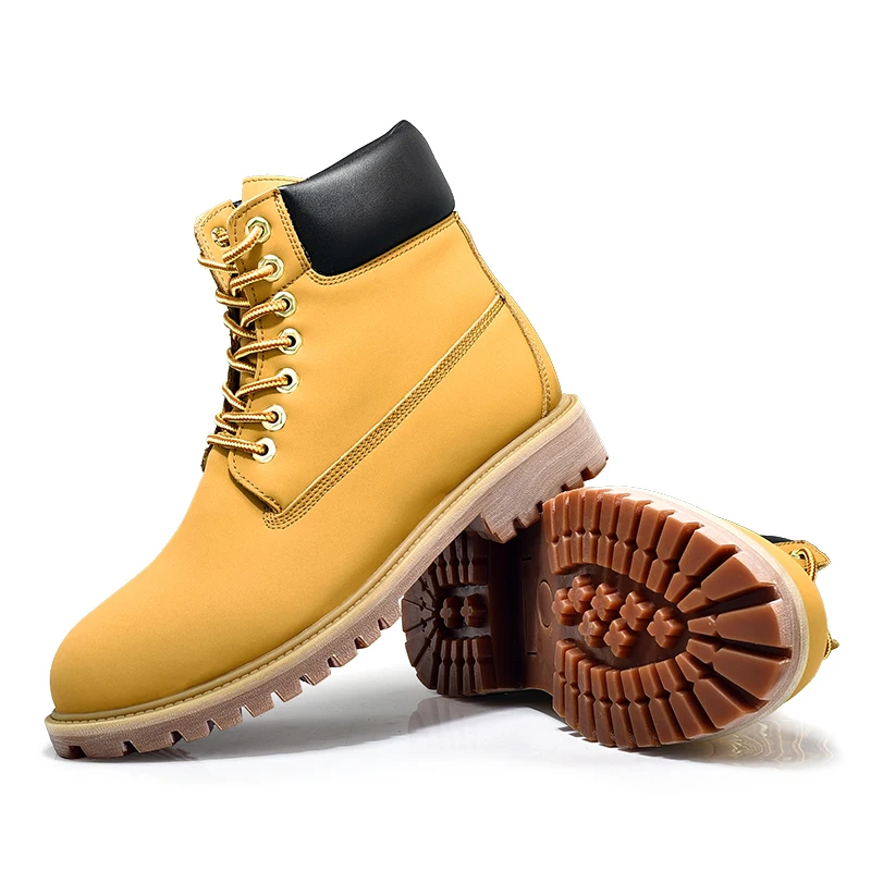 

Couple Leather Big Yellow Boots: 2025 New Autumn and Winter Men's Shoes, British Style Short Boots, Thickened Sole High-Top Boot