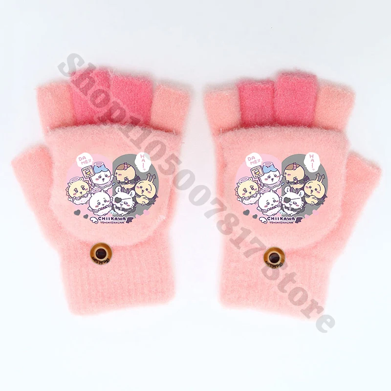 Guantes cálidos de invierno para niños, guantes bonitos de dibujos animados de Chiikawas, accesorios informales para niñas, mitones con estampado de Anime para niños, regalos de navidad 2026