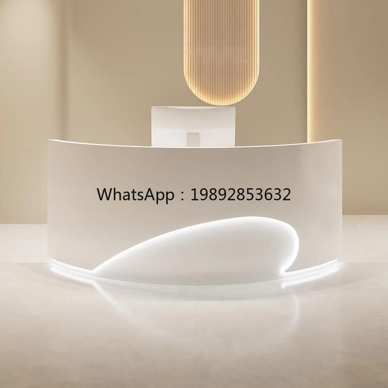 Modern Black Half Reception Desk 3D Design Beauty Salon Front Counter