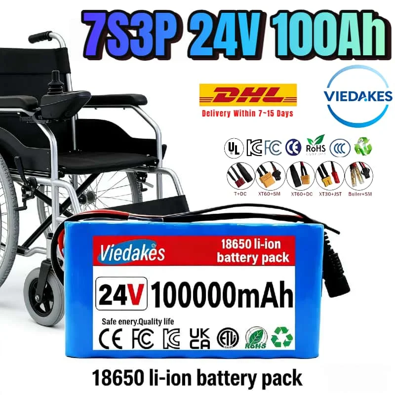

24V 7S3P 18650 Lithium Battery Pack High Capacity 100Ah Rechargeable Power for Electric Wheelchairs Durable Long Cycle Life
