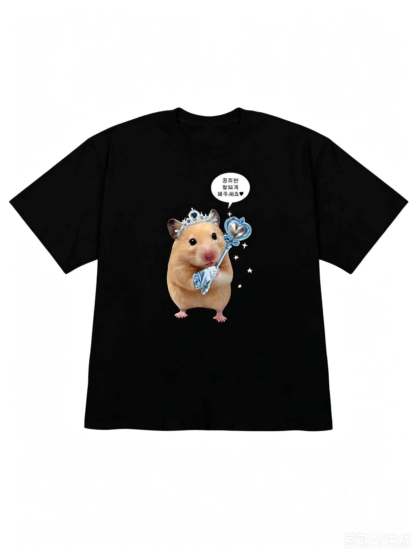 Lustiges Prinzessinnen-Katzen-Grafik-T-Shirt für Damen, Sommer, kurzärmelig, rosa Tiara, Kawaii, Harajuku-Kleidung mit vielen koreanischen Bewertungen für Damen – Detail 7