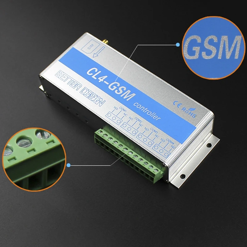 ABFT-4 ช่องรีเลย์ CL4-GSM SMS GSM APP Wireless Controller GSM และสวิทช์ประตู/ประตู Operator สําหรับ Home Alarm Se
