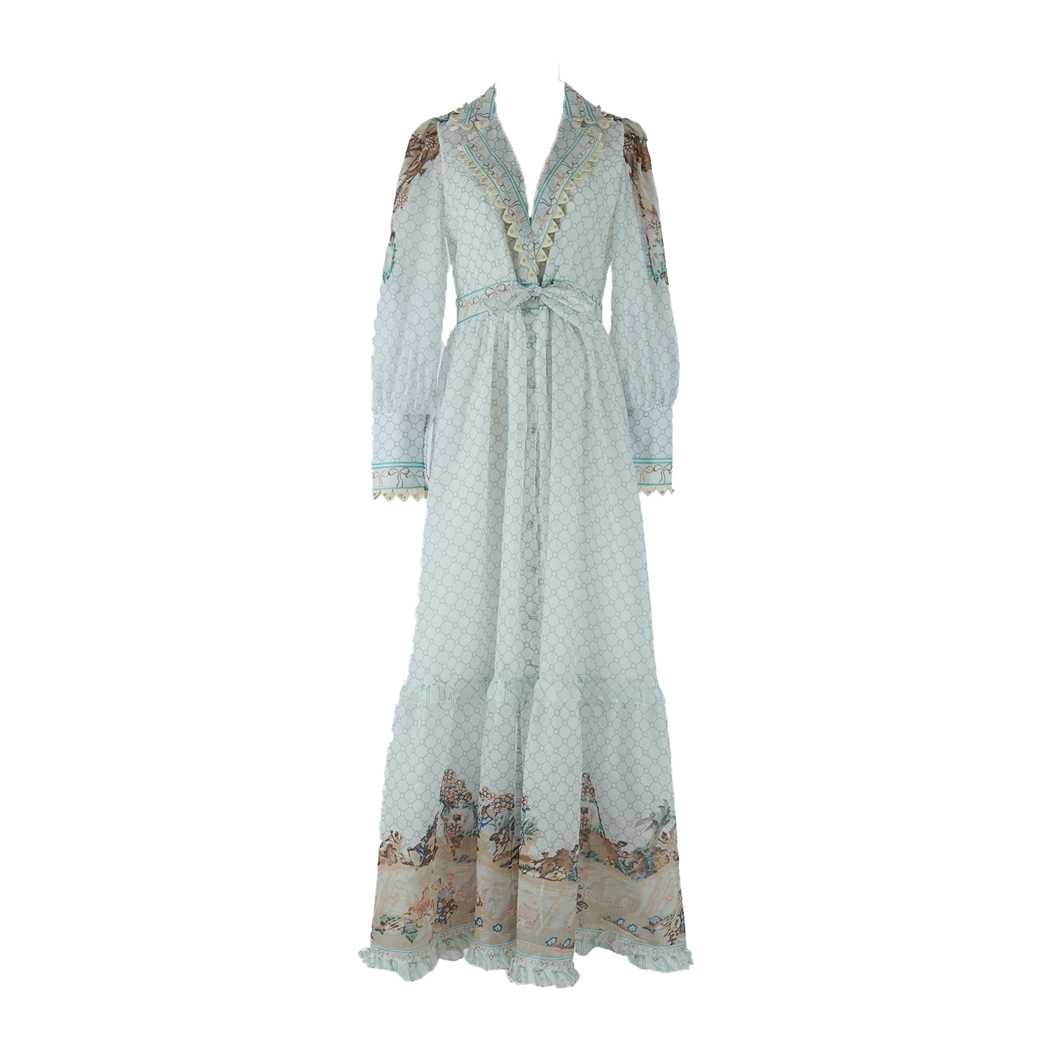 2026 Nuevo vestido vintage Court Sle largo con estampado de Sve V-Ne y hombreras que se abren la cintura Corte A Dr Ropa casual