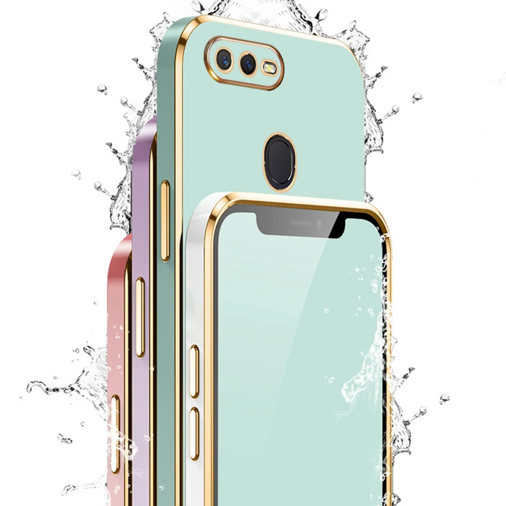 For Oppo A5s Case OPPO A7 AX7 Phone Case oppo A12 Cover CPH1901 CPH1903 CPH1905 Luxury Square Plating Shockproof Back Cover