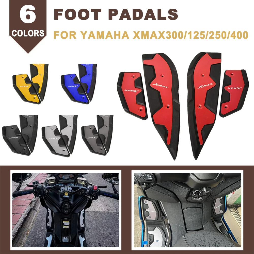 Motorcycle Footrests Foot Pads Pedals Foot Rests Step Cover Plate Non-slip For YAMAHA XMAX300 X-MAX 250 XMAX 125 400 2017-2023