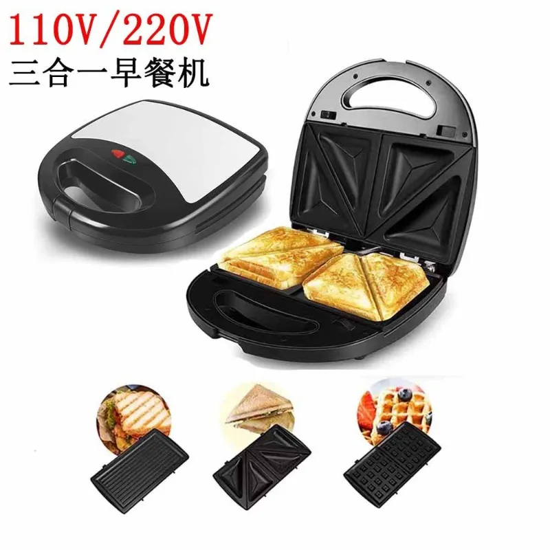110v us standard 3-in-1 sandwich maker, waffle maker, and panini press - all-in-one breakfast station