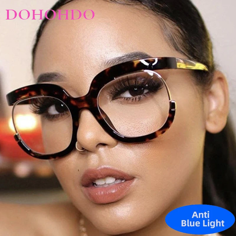 

Vintage Brand Designer Blue Light Blocking Glasses Women Oversized Round Frame Eyeglasses Computer Glasses Men Reading Glasses