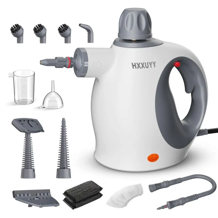 منظف بخار مضغوط محمول مع 13 قطعة من باخرة محمولة للتنظيف، منظف بخار متعدد الأغراض للسيارة المنزلية