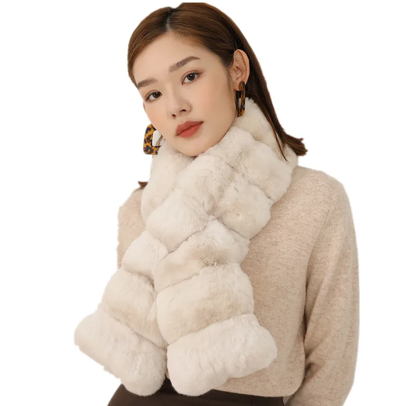 New Arrivals Real Chinchilla Fur Scarf Women's Neck Warmer Fashion Autumn Winter Light Color Natural Color Muffler Collar