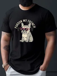 French Bulldog Print T Shirt, Tees For Men, Casual Short Sleeve T-shirt For Summer Top Summer Men's Home Cloth