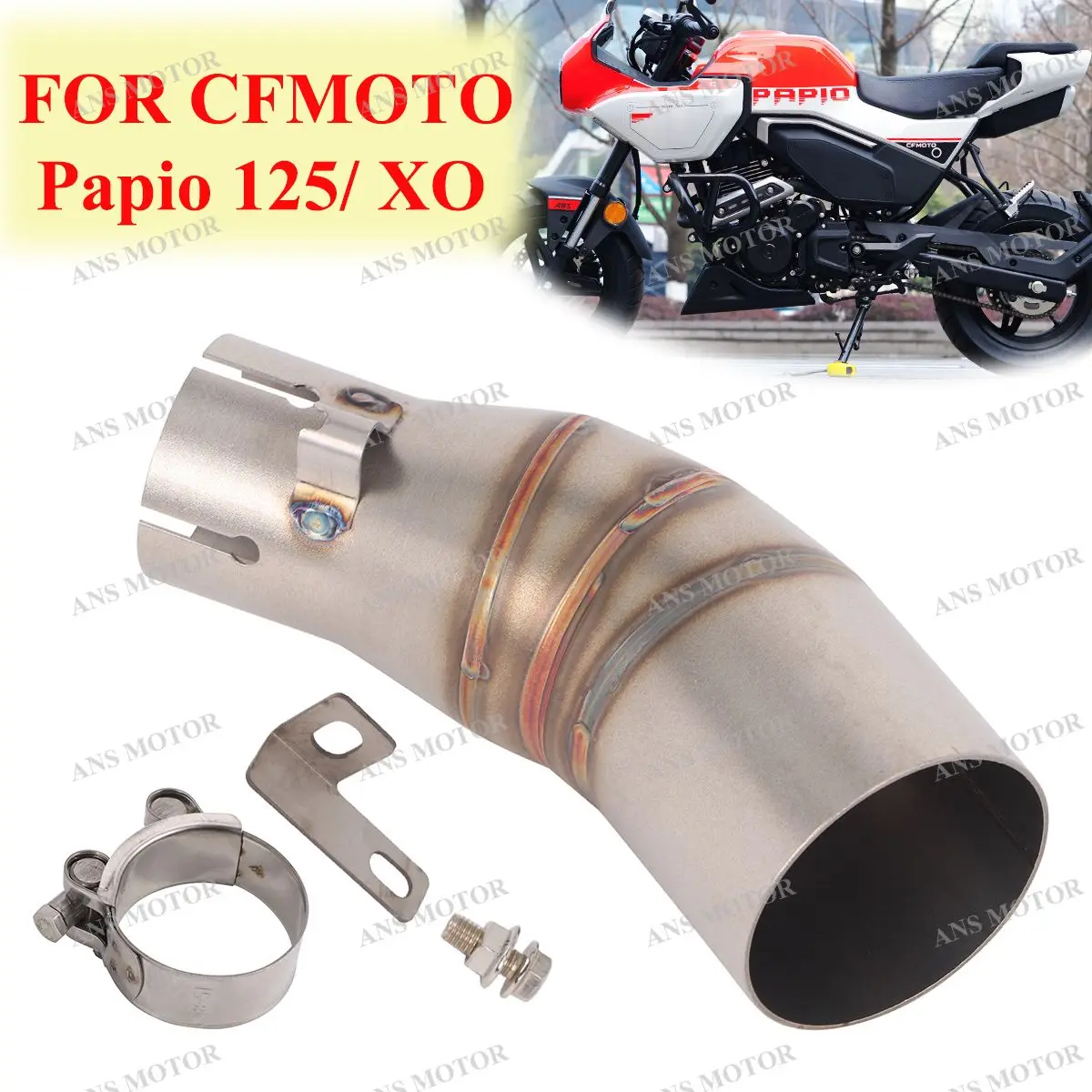 

Slip On Escape For CFMOTO Papio 125 XO Baboon 2023 2024 Exhaust Middle Link Pipe 51MM Modify XO Exhaust Escape