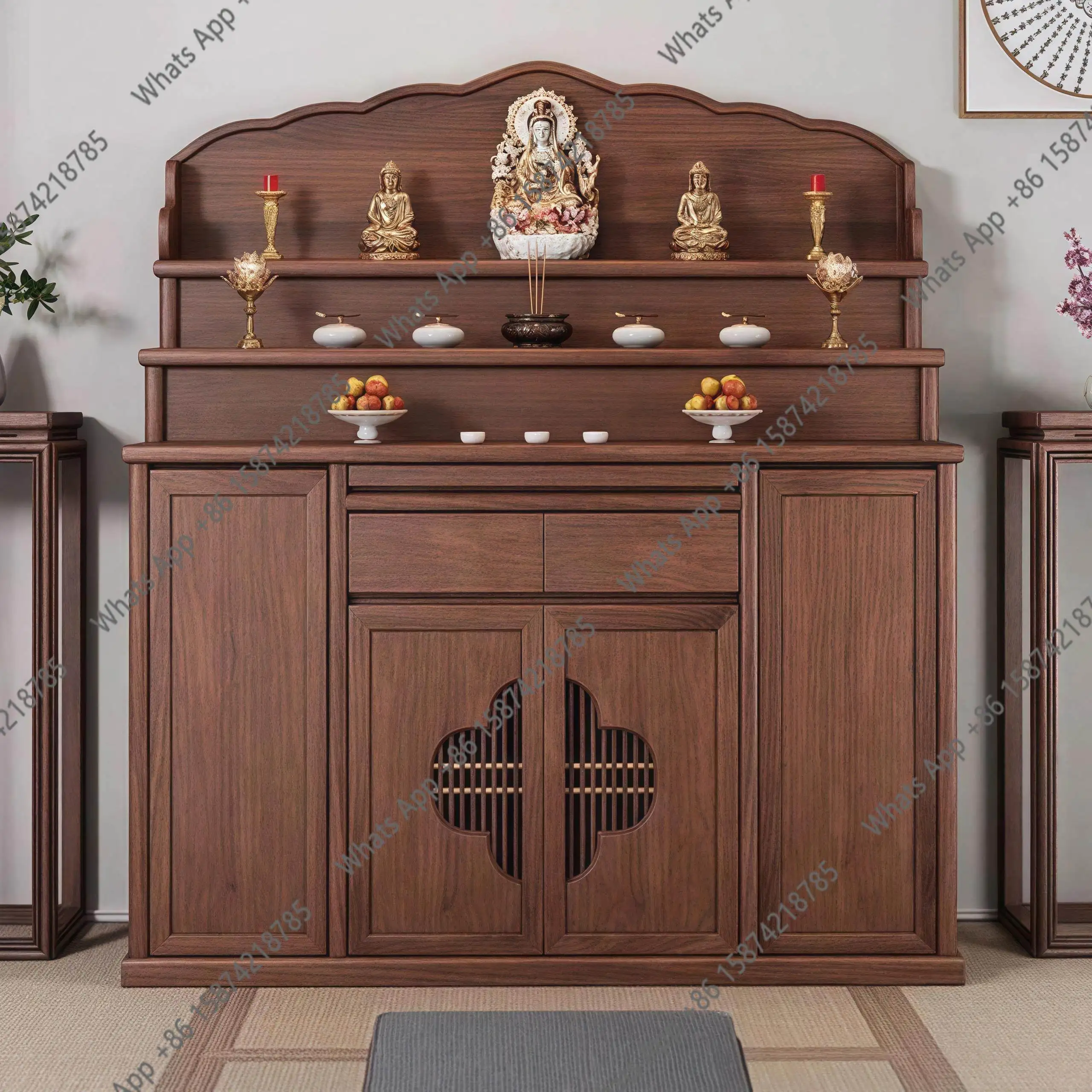 

solid wood Buddhist niche Tibetan-style incense table for household use Buddha offering ladder tribute Buddha table