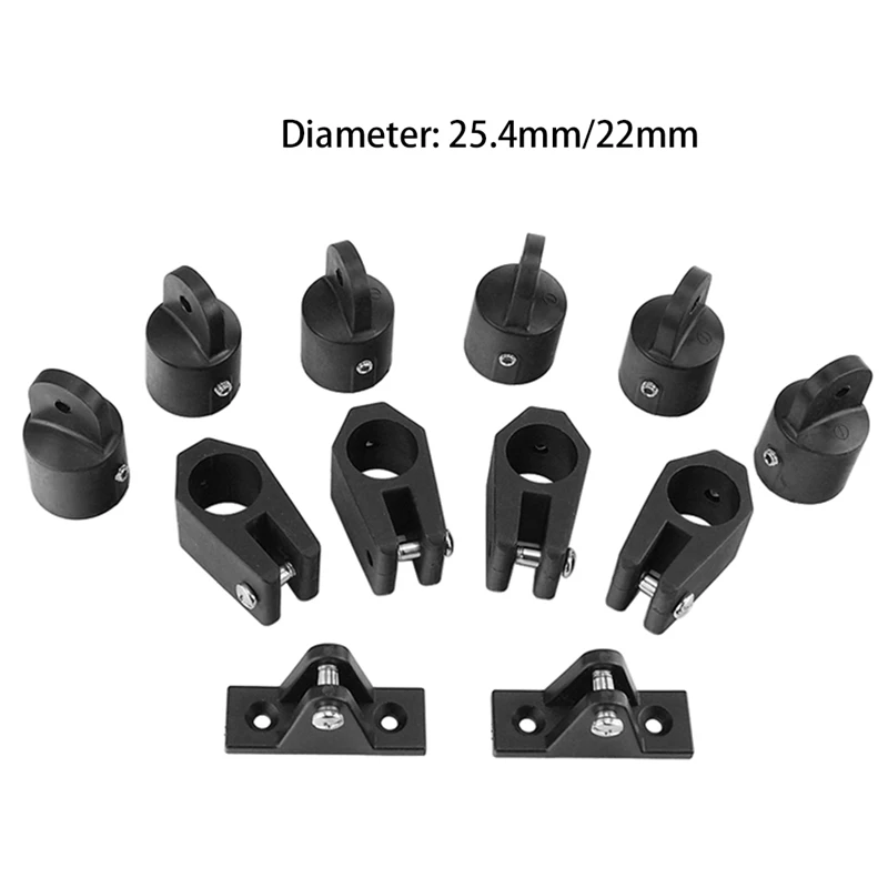 12 PCS Boat Nylon Fittings Hardware Set Black Fits 3 Bow Bimini Top Lightweight And Durable Yacht Accessories