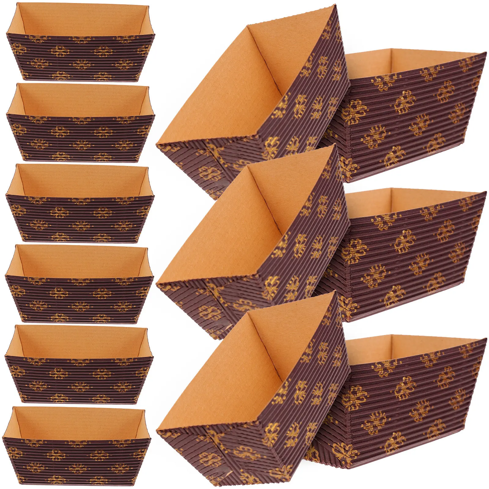 25Pcs Cake Paper Trays Baking Loaf Molds Grease-Proof Sturdy Disposable Paper Loaf Pans for Indoor Outdoor Events