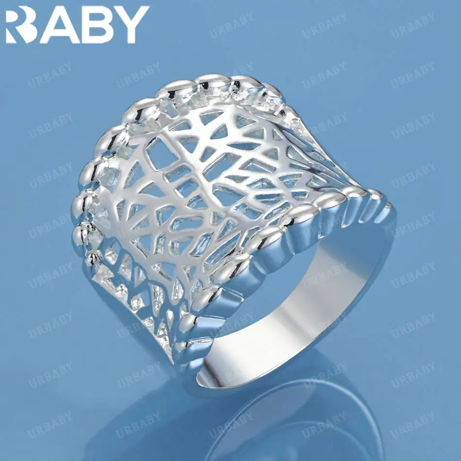 

URBABY стерлингового серебра 925 пробы, размер 7-10, сетчатое кольцо для женщин и мужчин, ювелирные изделия Grace, модные подарки на день рождения