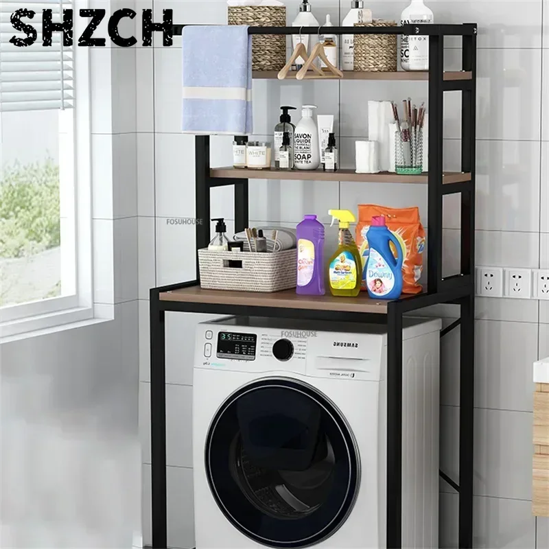 Bathroom Toilet Storage Cabinet Waterproof Washing Machine Storage Rack Balcony Multi-layer Wood Storage Holder Home Furniture R