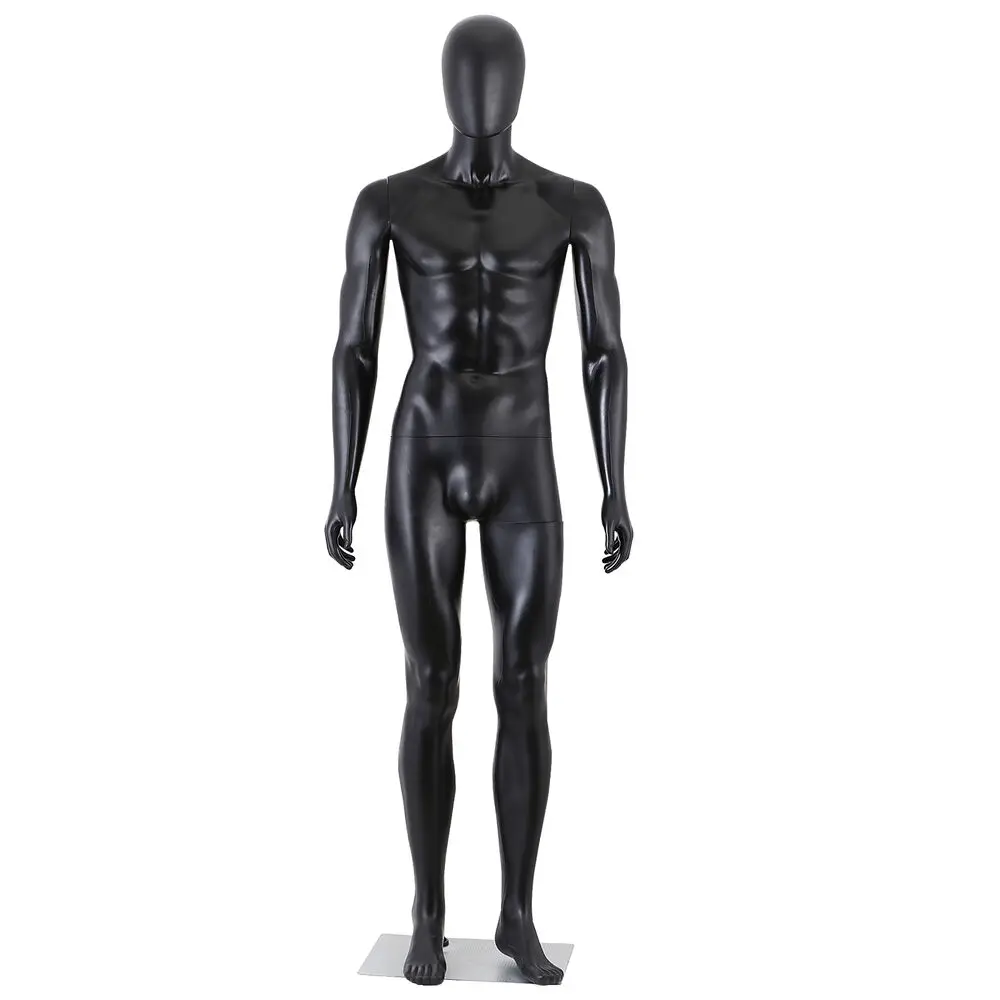 Black Male Mannequin Full Body Stand With Adjustable Posture & Stable Metal Base