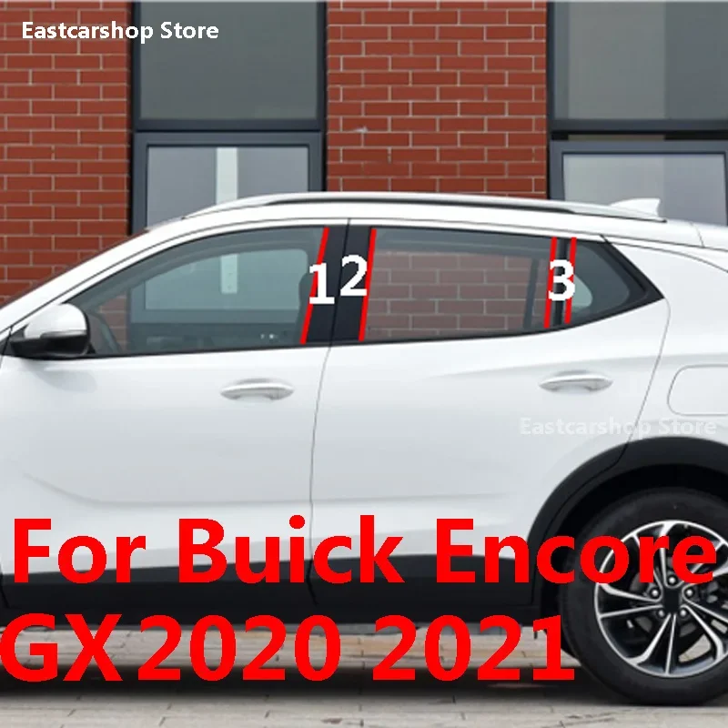 

For Buick Encore GX 2020 2021 Car Middle Column PC Window Trims Decoration B C Pillar Strip Black / Carbon Fiber Sticker