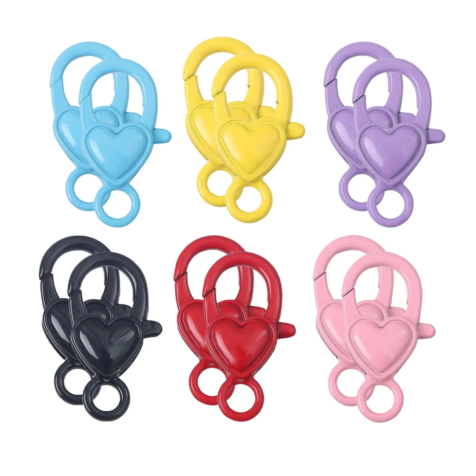 

2Pcs Lobster Clasp Connector Heart Shape Alloy Hook for Sewing Keyring Toy