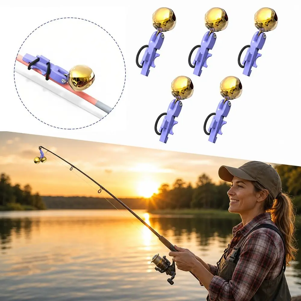 1/3/5PCS High Sensitivity Fishing Bite Alarm Bell Anti-Corrosion Alloy Material Clip-On Fishing Bell Non-Jam Line Secure Clip