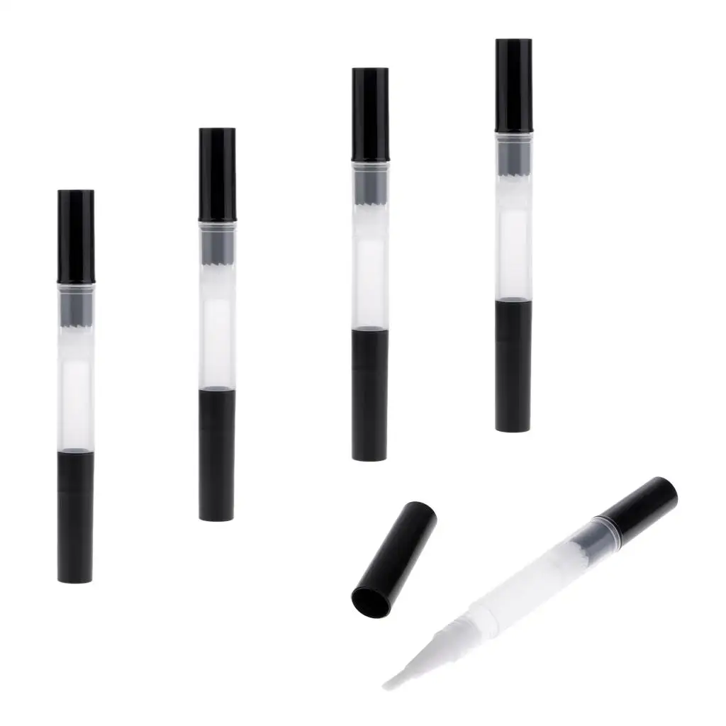 Bouteilles d'huile pour cuticules avec brosse, Tube de croissance des cils, stylo torsadé vide, stylo de brillant à lèvres de 3ml, Tube de récipient cosmétique, 5 pièces