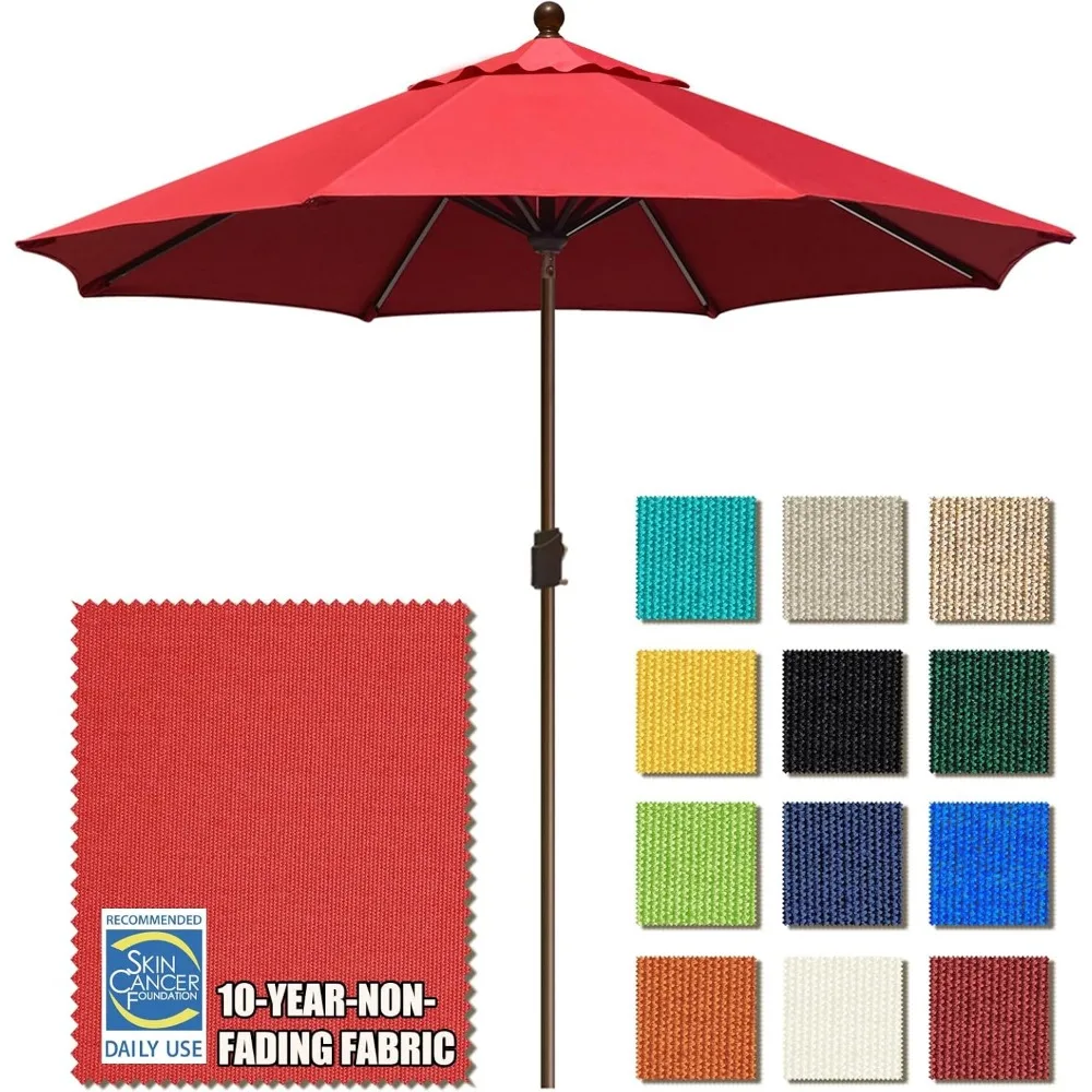 

Зонт для патио, 10 лет, не выцветающий, 10 футов, уличный настольный зонт с вентиляцией, красный логотип