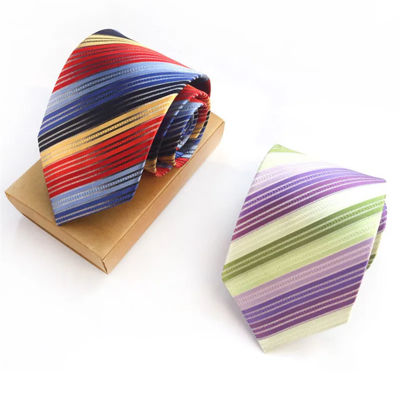 Colorful Striped Ties for Men Groom Wedding Party Multicolor Necktie Man Casual Neckwear Shirt Suit Neck Tie Accessories Gift