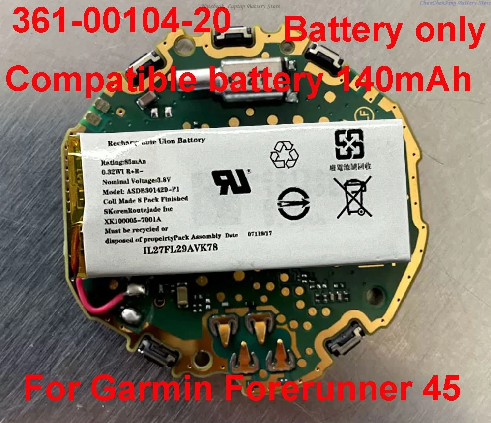 ALLCCX 140mAh Smartwatch Battery 361-00104-00 for Garmin Forerunner 45 +TOOLS