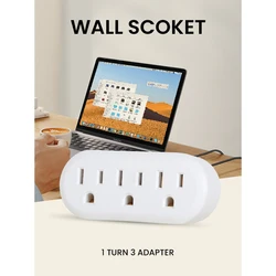 FCC UL Certified 3 - Outlet Wall Tap Adapter， Extender 3 - Prong Multi Plug Splitter， Wall and Extension Socket for Home