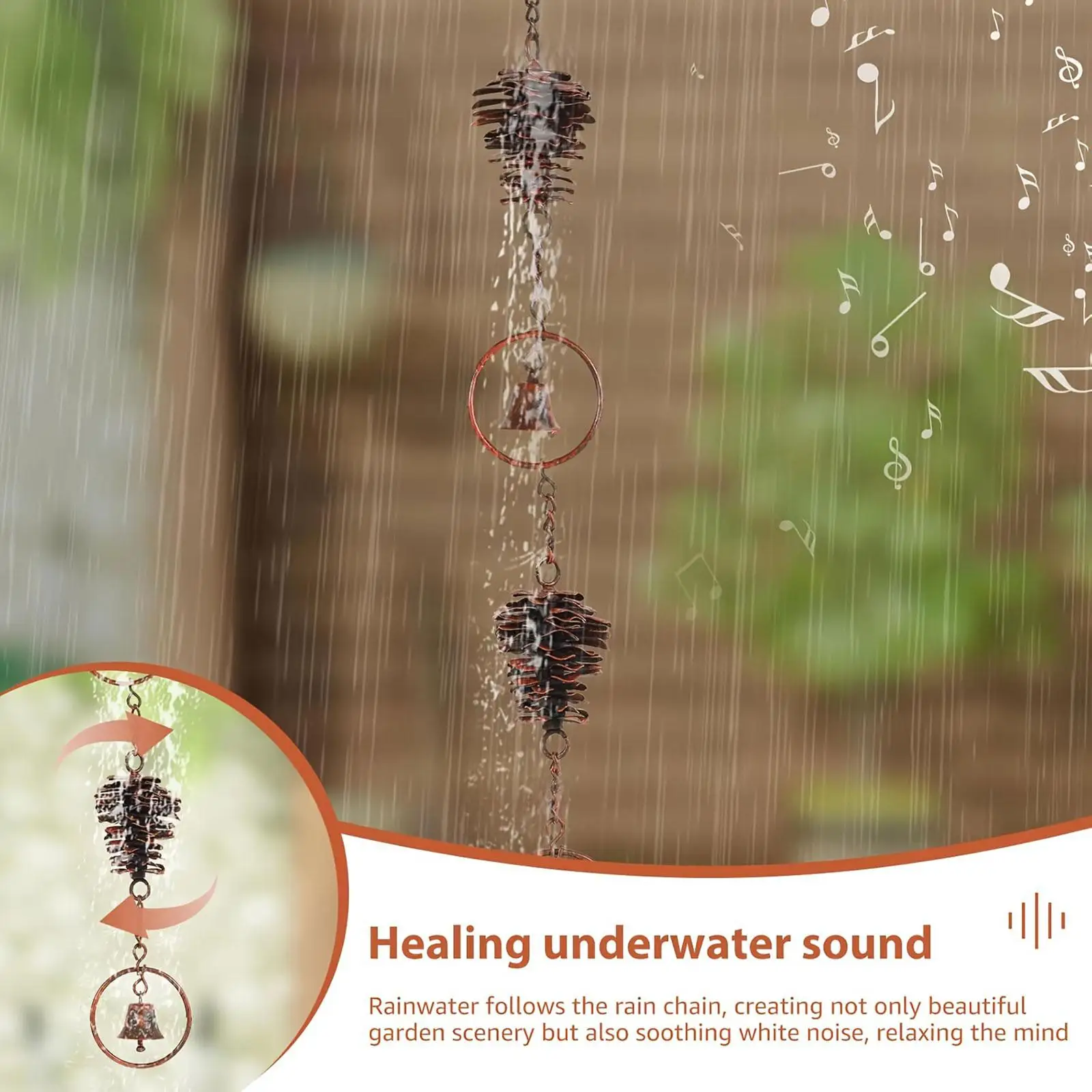 Pinecone Rain Chain, Durability, Easy to Install, Rainwater Diverter, Drains Gutter Chains Rainwater Catcher, for Eaves Drainage