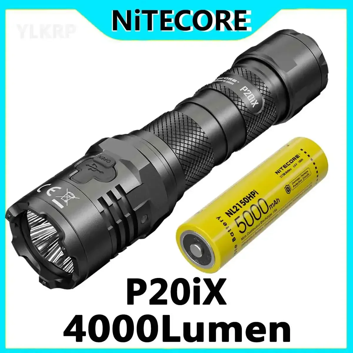 NITECORE P20iX USB-C Rechargeable Tactical Flashlight 4000 Lumens with NL2150HPi 5000mAh Battery Self-defense Troch Light