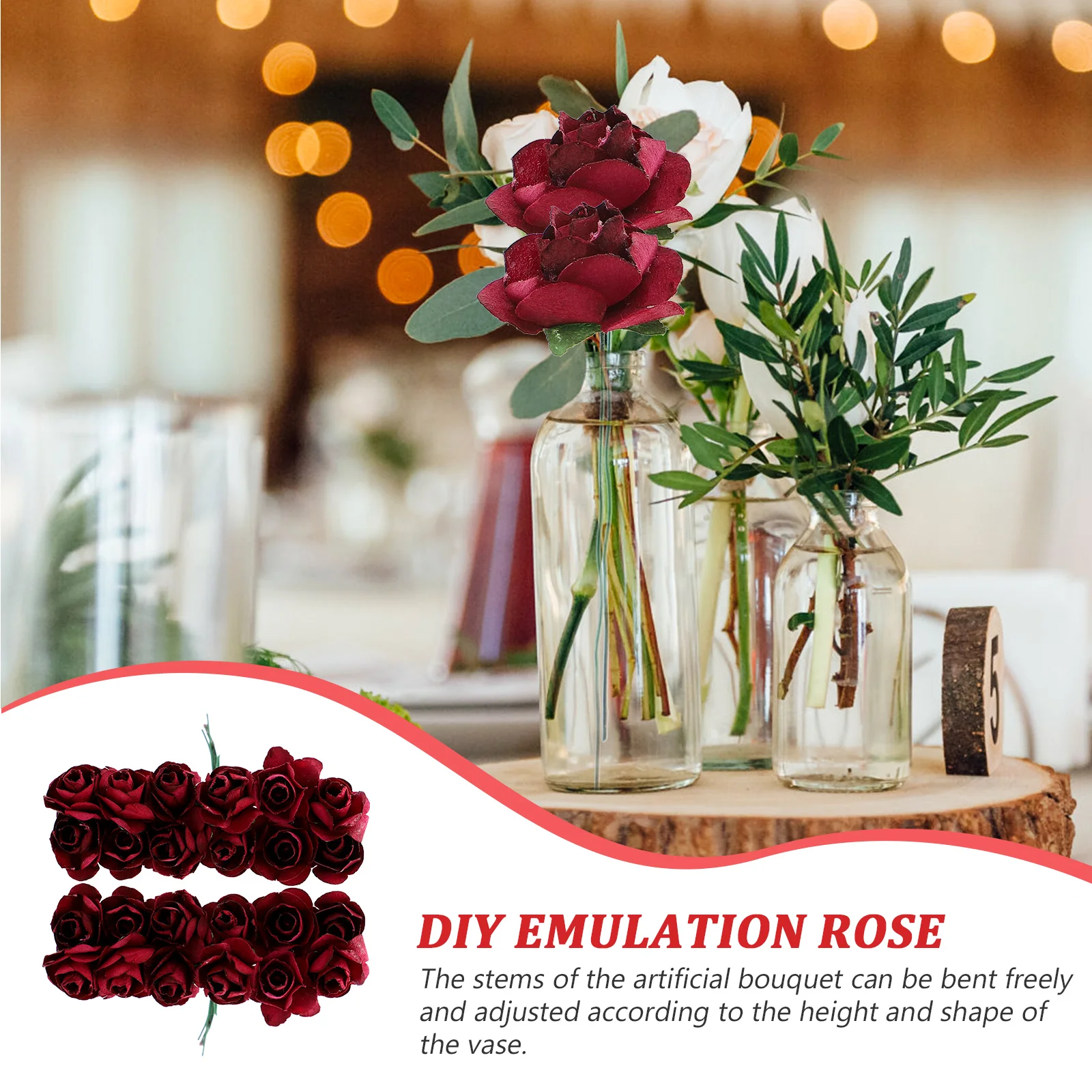 

144pcs Artificial Rose Flowers Realistic Fake Roses For Wedding Party Home Decor Diy Paper Rose Crafts Wedding Decor Flower