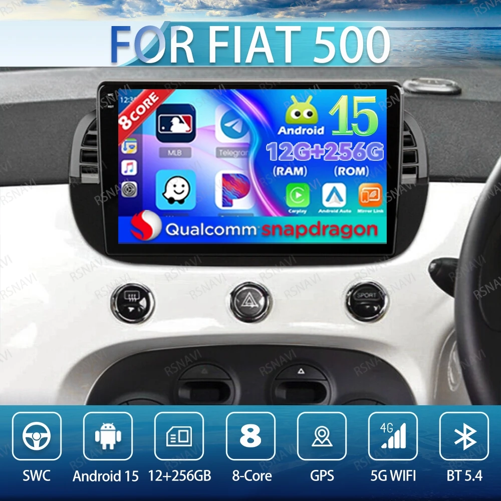 

Android 15 Car Radio For FIAT 500 GPS Viedo Player BT Wireless Carplay Auto DSP Multimedia Stereo Navigation Head Unit 5G WIFI