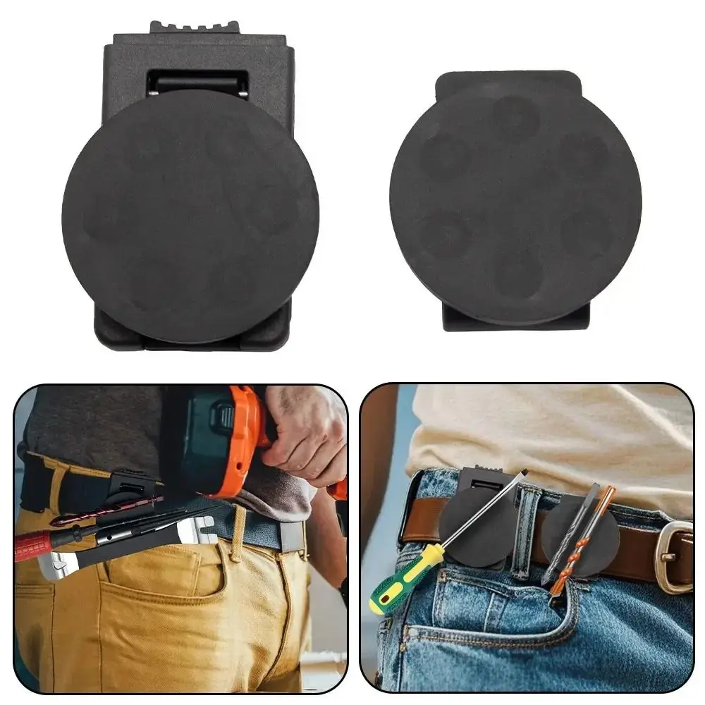 

Non-Slip Tool Holster Belt Clip Metal Detachable Magnetic Tool Holder Strong Magnetic Double-Lock Design Adjustable Belt Buckle