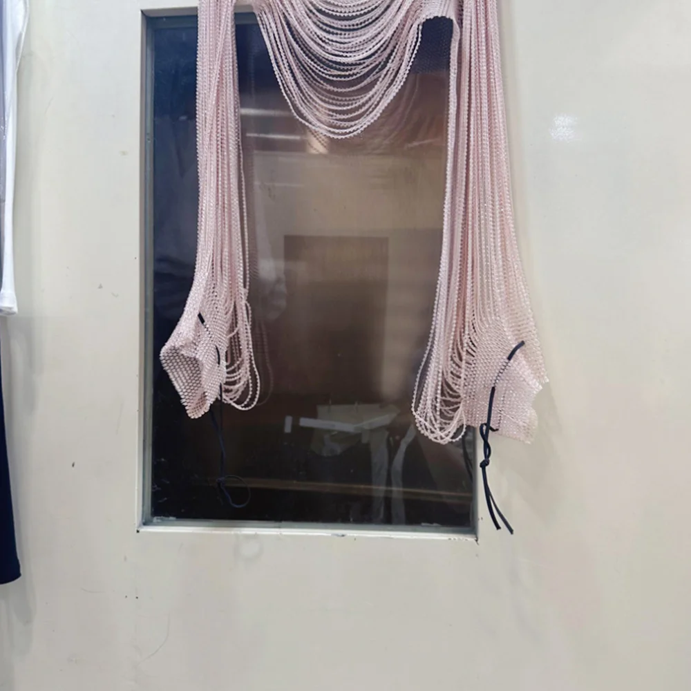 2025 New Sexy Women Diamond Chain T-shirt Long Sleeve Holiday Bling Bling Rhinestone Bodycon Poncho Pullover