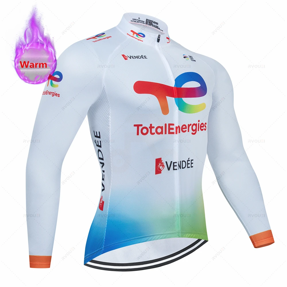 Total Energies Team Winter Thermal Fleece Cycling Jersey Set Bike Suit Mountian Bicycle Clothing Ropa Maillot Ciclismo Hombre