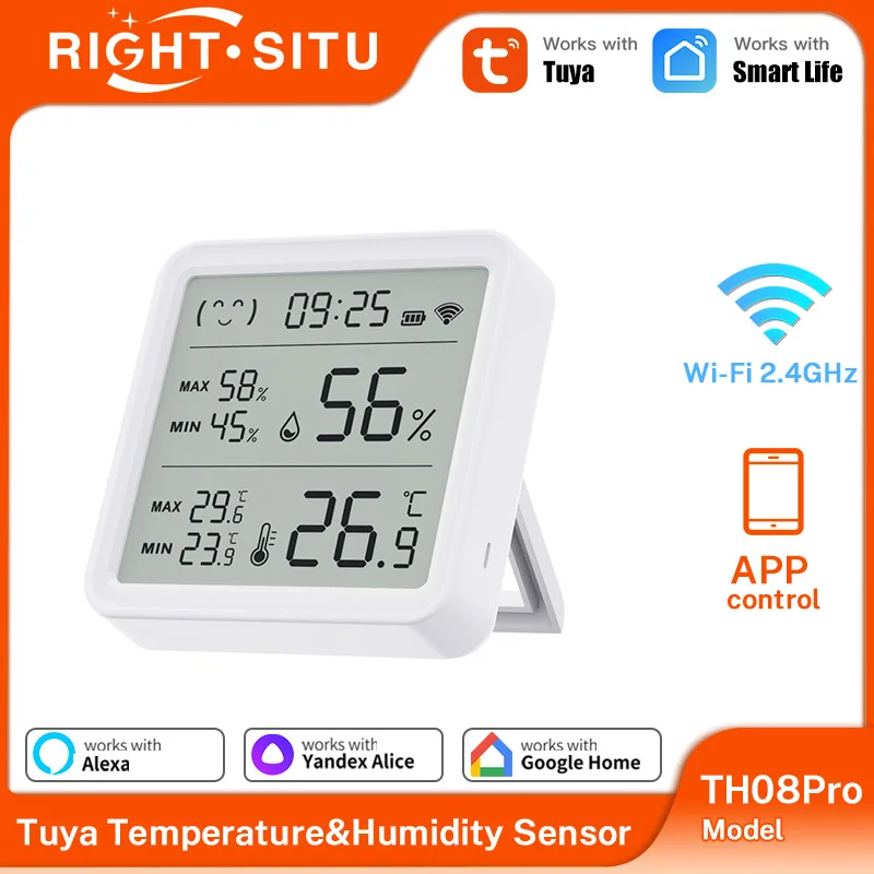 Tuya WiFi Thermometer hygrometer With Backlight Temperature Humidity Sensor APP Remote Control Workwith SmartLife Yandex Alexa