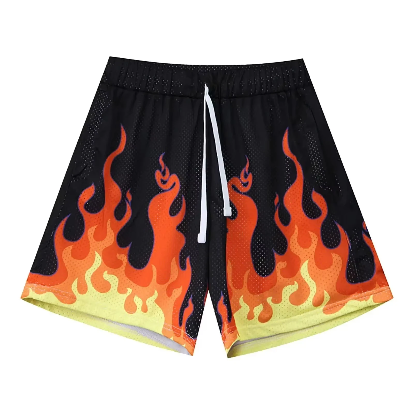 

2025 Men's Flame Pattern Motorcycle Shorts Boys Summer Cool Hawaii 3D Printed Casual Swim Trunks Quick Dry Surfboard Shorts