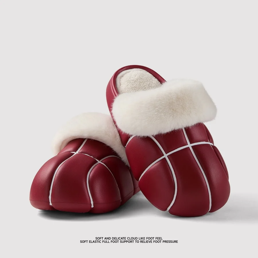 New Creative Basketball Winter Slippers Women Plush Collar Mules Shoes Home Flip Flops Unisex Woman Indoor Slippers Waterproof