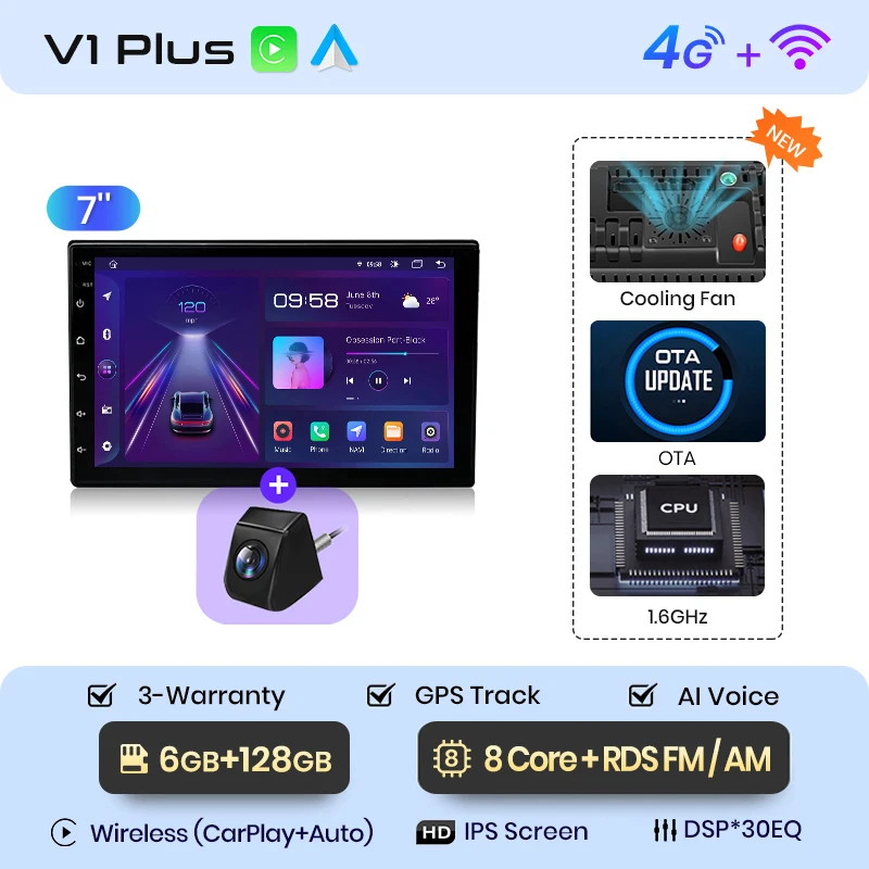 Junsun 7 9 10 "Android 2 Din Universele Autoradio Radio Multimedia Speler CarPlay Auto Intelligente Systemen GPS navigatie BT DSP
