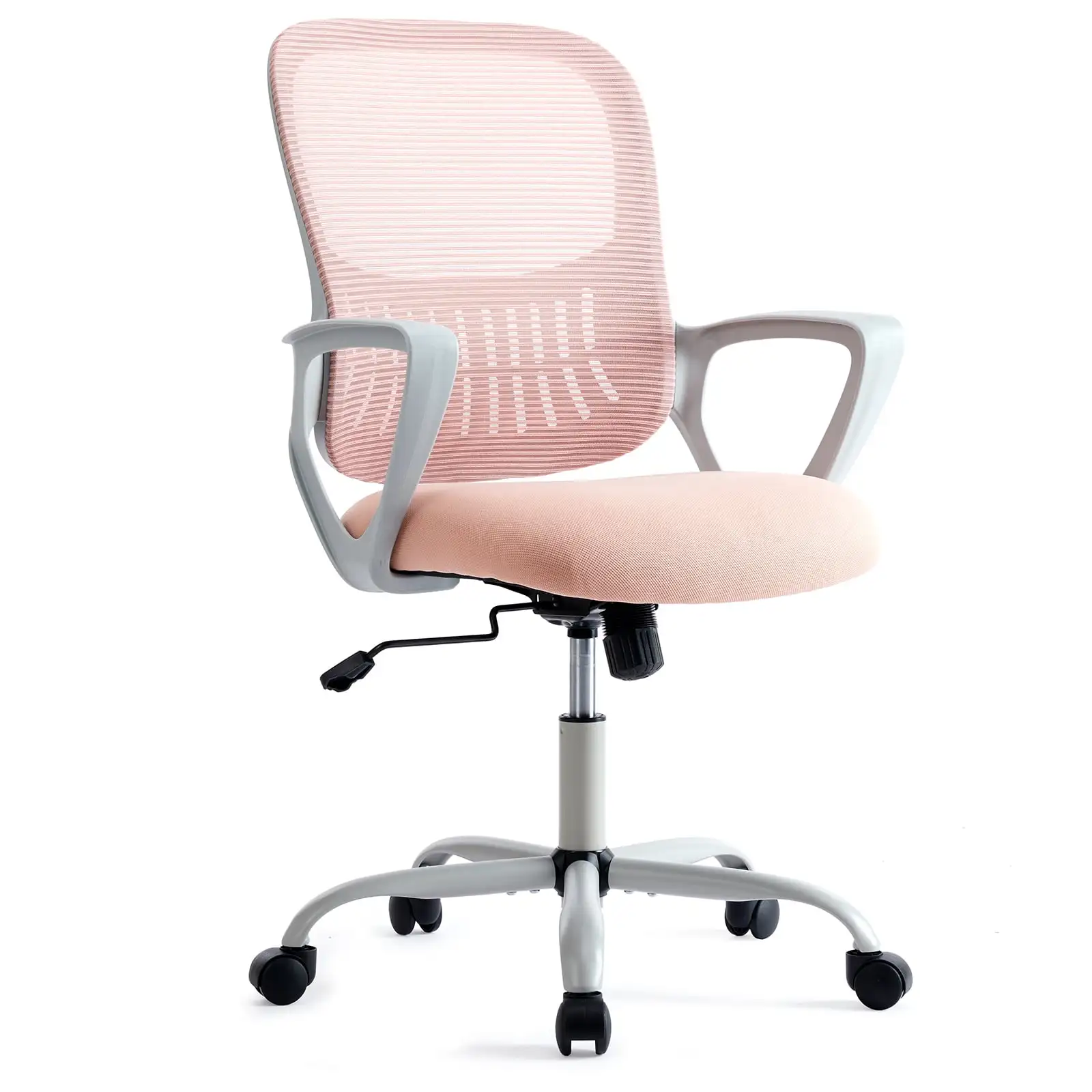 

Ergonomic Office Chair, Mesh Desk Chair with Fixed Armrests for Home Office Standing Desk, Pink
