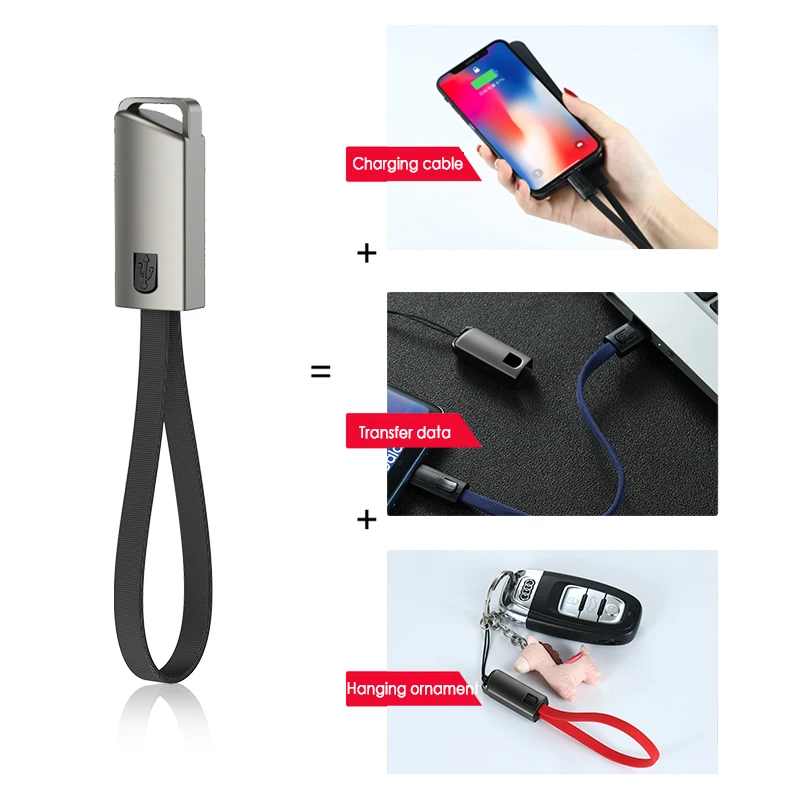 EONLINE 3D Cartoon Alloy Portable Key Chain Data Cable USB To Type-C Charge Connection Cord Line For Xiaomi Huawei Samsung