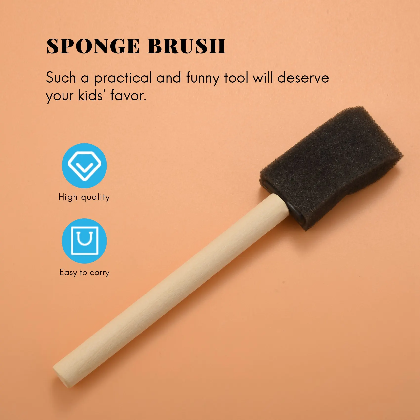 New Foam Brush Painting Sponge Tool with Hardwood Handles Pack of 10