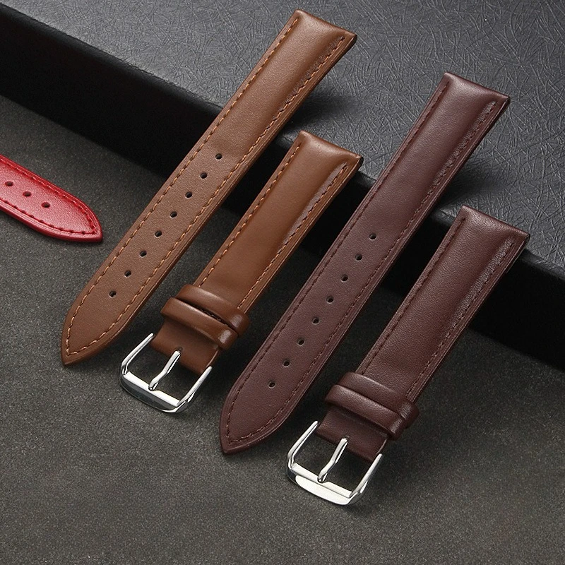 12/13/14/15/16/17/18/19/20/21/22/23/24mm Cowhide Weave Needle Pattern Leather Watch Belt Durable Soft Pin Buckle Wristband