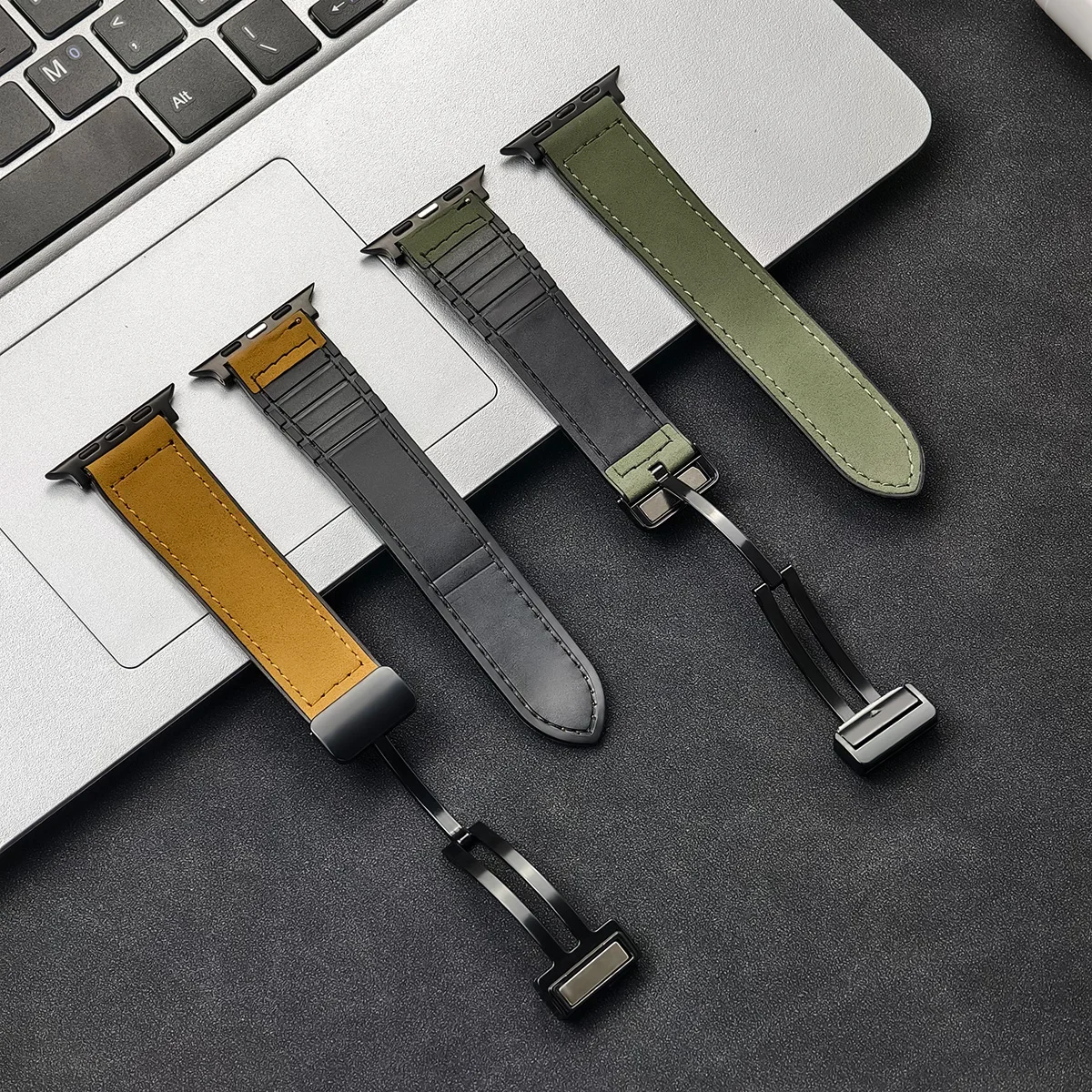 Магнитный кожаный + силиконовый ремешок для Apple Watch Band Ultra 2 49 мм 45 мм 46 мм 44 мм Браслет для iWatch Series 10 9 8 7 6 SE 5 4