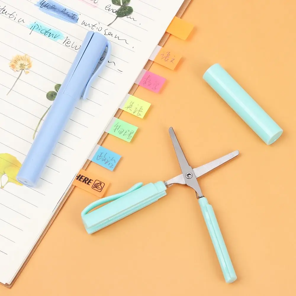 Tijeras portátiles para niños, papelería escolar y de oficina, bricolaje, forma de bolígrafo, tijera plegable segura, herramientas de arte hechas a mano, tijera artesanal