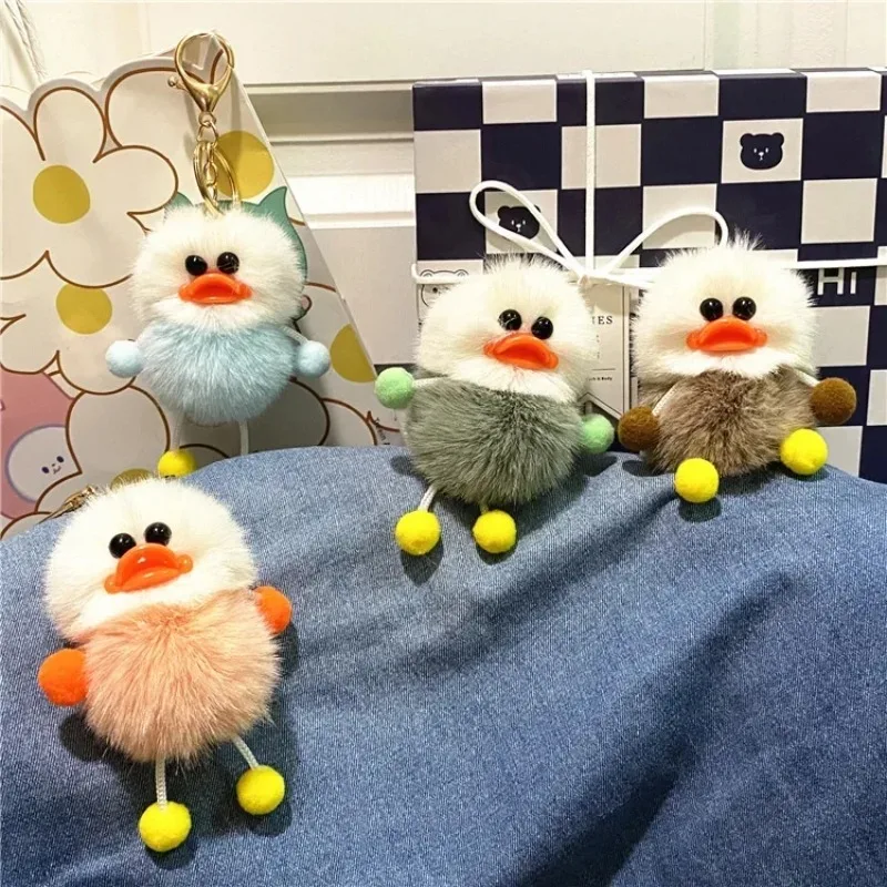 Cartoon Duck Blue Green Pink and Colorful Soft Stuffed Plush Toys Hobbies Schoolbag Car Keychain Decoration Keychain Pendants