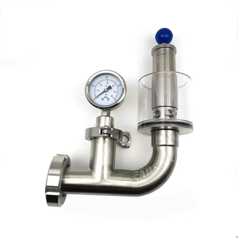 Sanitary Stainless Steel Male Nut Tri Clamp Beer Spunding Valve with Gauge